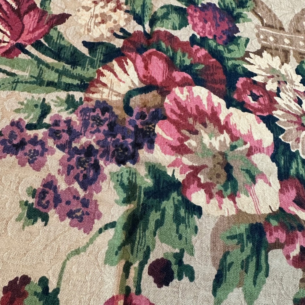 Jay Yang Design Floral Screen Print Fabric 2 Yards x 54" Upholstery Decor READ!!